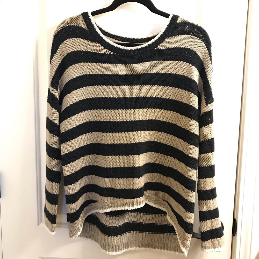 Francesca’s - Quinn Hi-Lo Striped Knit Sweater